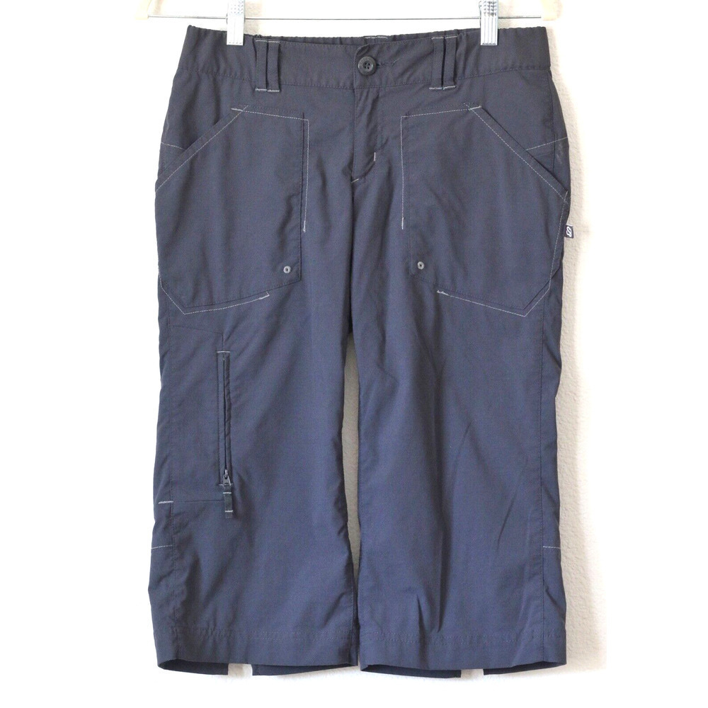 Eddie Bauer Womens Pants Gray Size XS Capri Active Fit Nylon Hiking Split Hem